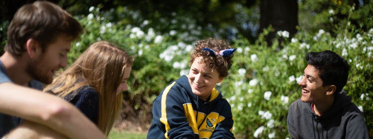 Students sitting on the grass