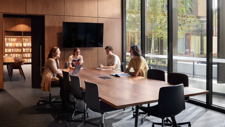 Four Little Hall students in the study room