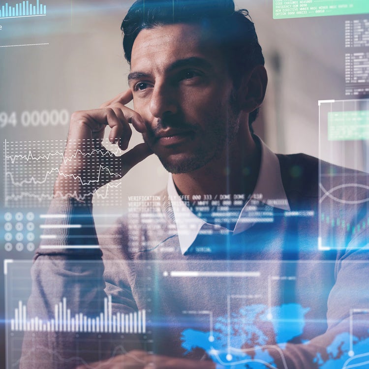 Businessman working with modern interface.