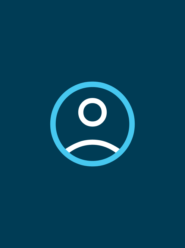 A profile icon on a blue background