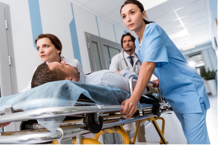 Urgently wheeling a patient care