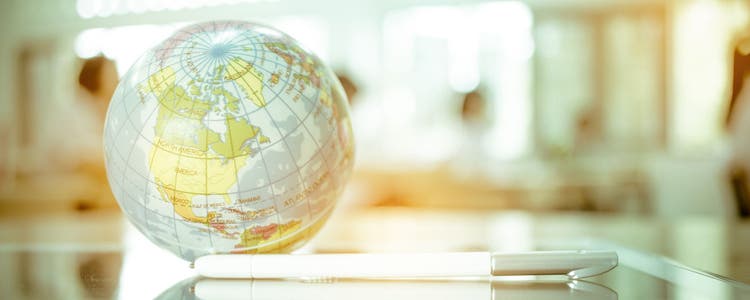 solitary globe in a classroom setting