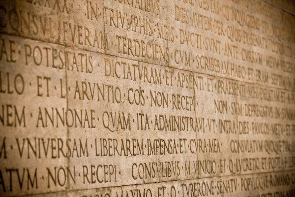 Wall of Ara Pacis Augustae building. Rome, Italy