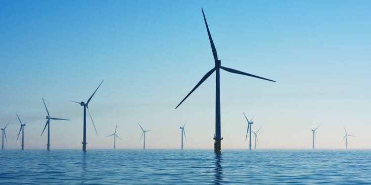 Wind turbines in ocean