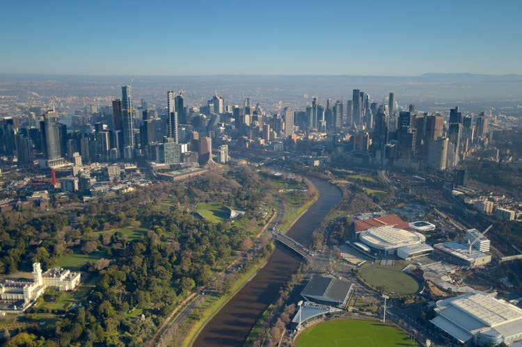 Aerial image of the city of Melbourne
