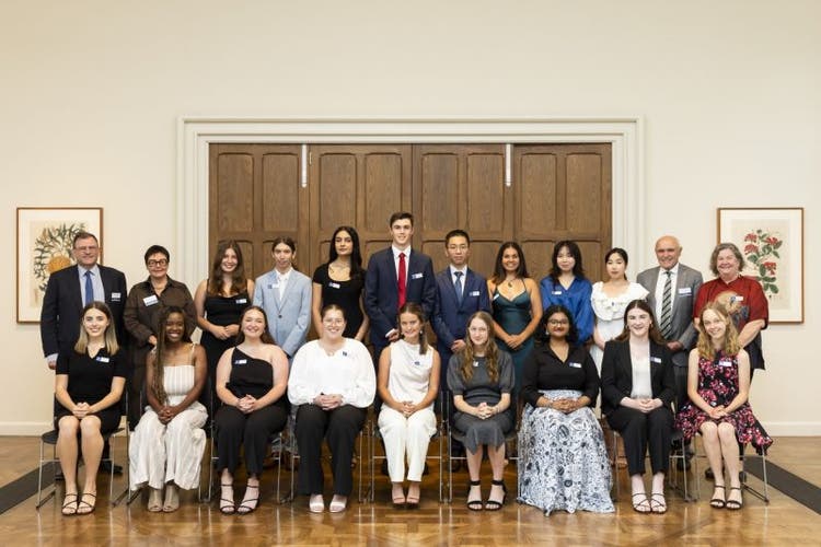Fifth cohort of Hansen Scholars sit for a formal group photo