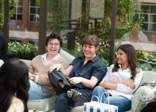 Students laughing outside