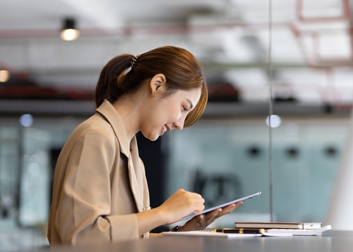 person using a tablet