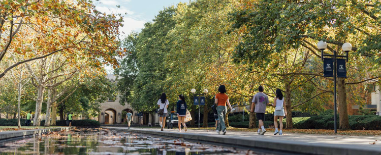 Students walking on campus